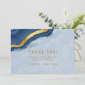 Dusty Navy Blue & Gold Agate Vielen Dank Karten (Stehend Vorderseite)