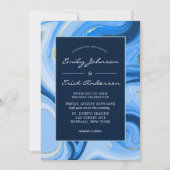 Dusty Navy Blue Gold Agate Watercolor Wedding Einladung (Vorderseite)