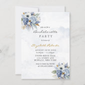 Dusty Navy Blue Gold Peony Chic Junggeselinnen-Abs Einladung (Vorderseite)