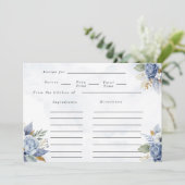 Dusty Navy Blue Gold Watercolor Peony Chic Rezept Einladung (Stehend Vorderseite)