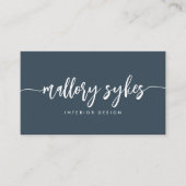Dusty Navy Blue | Modernes Skript Visitenkarte (Vorderseite)