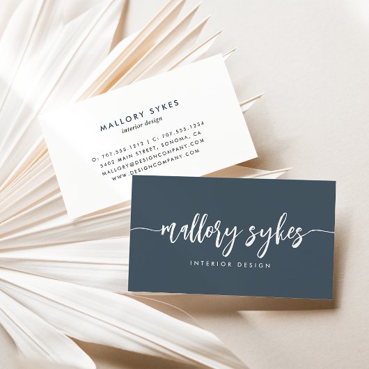 Dusty Navy Blue | Modernes Skript Visitenkarte