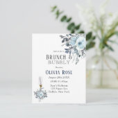 Dusty Navy Blue Peony Brunch & Bubbly Einladung (Stehend Vorderseite)