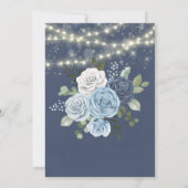 Dusty Navy Blue Peony Country Lights Hochzeit Einladung (Rückseite)