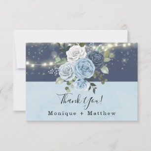 Dusty Navy Blue Peony Wedding Danke Card Einladung