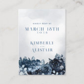 Dusty Navy Blue Peony Wedding Online RSVP Card Visitenkarte (Vorderseite)
