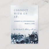 Dusty Navy Blue Peony Wedding Online RSVP Card Visitenkarte (Rückseite)