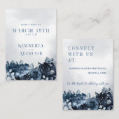 Dusty Navy Blue Peony Wedding Online RSVP Card Visitenkarte (Vorne/Hinten)
