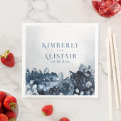 Dusty Navy Blue Peony Wedding Paper Dinner Napkins Serviette (Beispiel)