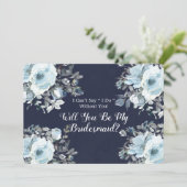 Dusty Navy Blue Peony werden Sie meine Bridesmaid Einladung (Stehend Vorderseite)