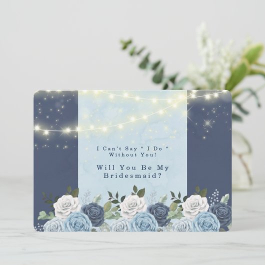 Dusty Navy Blue Peony werden Sie meine Bridesmaid Einladung (Stehend Vorderseite)
