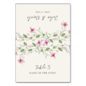 Dusty Navy Blue Pink Hibiscus Wedding Place Card Tischnummer (Vorderseite)