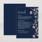 Dusty Navy Blue Pink Hibiskus Bloom Polterabend Begleitkarte (Vorne/Hinten)