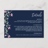 Dusty Navy Blue Pink Hibiskus Bloom Polterabend Begleitkarte (Vorderseite)