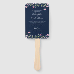 Dusty Navy Blue Pink Hibiskus Bloom Polterabend Fächer