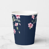 Dusty Navy Blue Pink Hibiskus Bloom Polterabend Pappbecher (Rechts)
