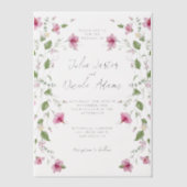 Dusty Navy Blue Pink Hibiskus Bloom Polterabend Pergament Einladungen (Vorderseite)