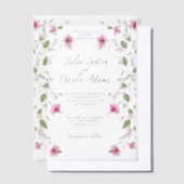 Dusty Navy Blue Pink Hibiskus Bloom Polterabend Pergament Einladungen (Versetzt)