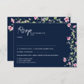 Dusty Navy Blue Pink Hibiskus Bloom Polterabend RSVP Karte (Vorne/Hinten)