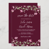 Dusty Navy Blue Pink Hibiskus Bloom Polterabend Save The Date (Vorne/Hinten)