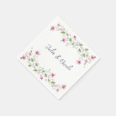 Dusty Navy Blue Pink Hibiskus Bloom Polterabend Serviette (Ecke)