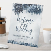 Dusty Navy Blue Silver Herzlich willkommen bei uns Sockelschild (In Situ)