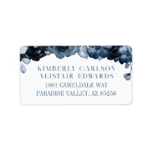 Dusty Navy Blue Silver Wedding Mailing Label
