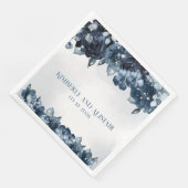 Dusty Navy Blue Silver Wedding Serviette (Ecke)