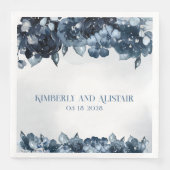 Dusty Navy Blue Silver Wedding Serviette (Vorderseite)