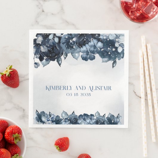 Dusty Navy Blue Silver Wedding Serviette (Beispiel)