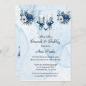 Dusty Navy Blue Wine Brunch & Bubbly Einladung (Vorne/Hinten)