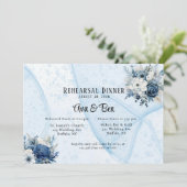 Dusty Navy Blumenkohl Probe Abendessen Einladung (Stehend Vorderseite)