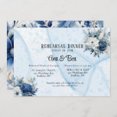 Dusty Navy Blumenkohl Probe Abendessen Einladung (Vorne/Hinten)
