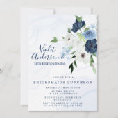 Dusty Navy Ethereal Floral Bridesmaids Luncheon I Einladung (Vorderseite)