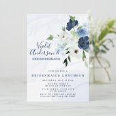 Dusty Navy Ethereal Floral Bridesmaids Luncheon I Einladung (Stehend Vorderseite)
