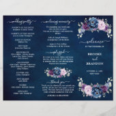 Dusty Navy Lila Lilac Bloom Wedding Program (Vorderseite)