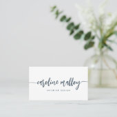 Dusty Navy | Modernes Skript Visitenkarte (Stehend Vorderseite)
