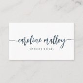 Dusty Navy | Modernes Skript Visitenkarte (Vorderseite)