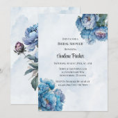 Dusty Navy Paint Peony Brautparty Einladung (Vorne/Hinten)