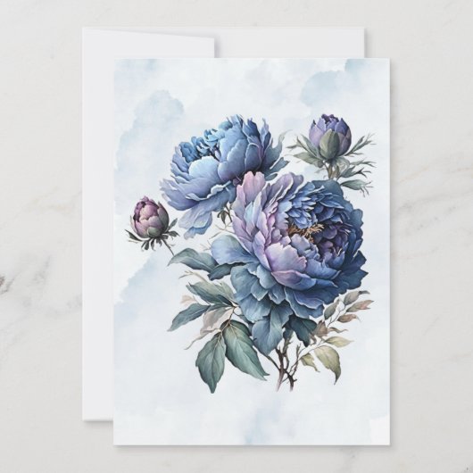 Dusty Navy Paint Peony Brunch & Bubbly Einladung (Rückseite)