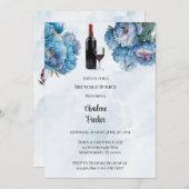 Dusty Navy Paint Peony Brunch & Bubbly Einladung (Vorne/Hinten)