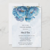 Dusty Navy Paint Peony Couples Dusche Einladung (Vorderseite)