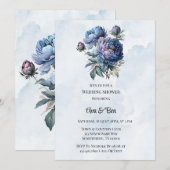 Dusty Navy Paint Peony Polterabend Einladung (Vorne/Hinten)