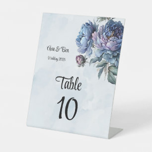 Dusty Navy Paint Peony Wedding Tischnummern Sockelschild