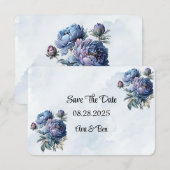 Dusty Navy Painted Peony speichern Sie die Datumsk Dankeskarte (Vorne/Hinten)