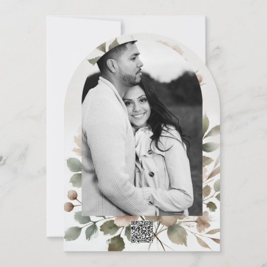 Dusty Olive Pink Gold Aquarell Floral Vielen Dank Einladung (Rückseite)