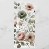 Dusty Olive Pink & Gold Blumenmenü Menükarte (Rückseite)