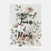 Dusty Olive Pink & Gold Blumenzwiebeln Acrylschild (Vorderseite)