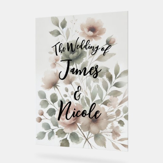 Dusty Olive Pink & Gold Blumenzwiebeln Acrylschild (Winkel)