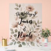 Dusty Olive Pink & Gold Blumenzwiebeln Acrylschild (Hochzeit)